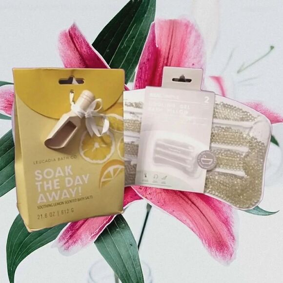 Soak The Day Away Scented Bath Salts And Gel Pillow Gift Bundle NWT - Picture 2 of 10